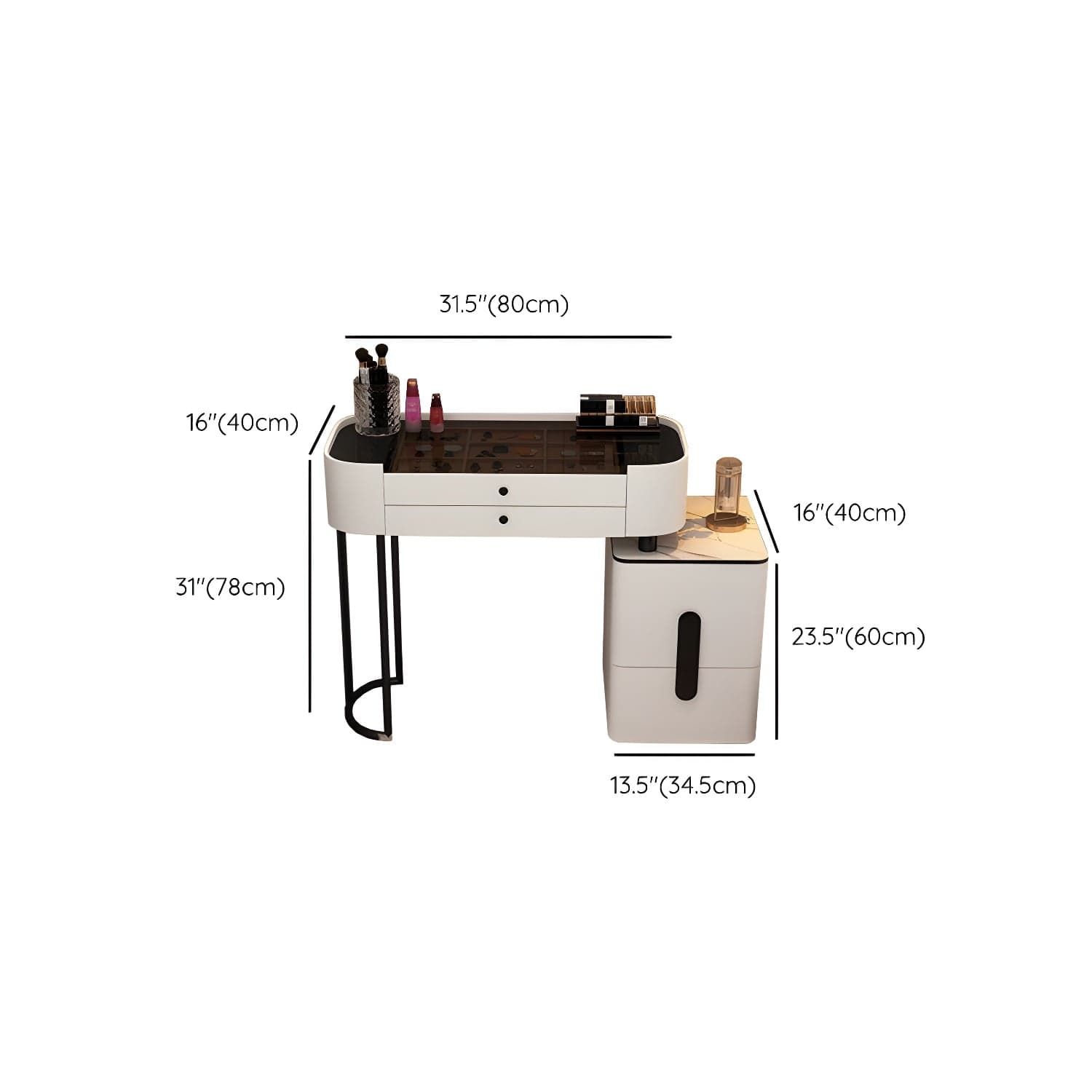 Contemporary Wood Make-up Vanity 15.75" Wide Make-up Vanity with Drawers thumbnail 19