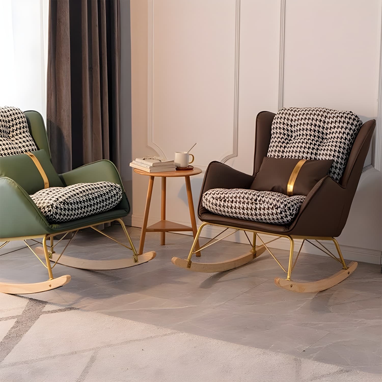 Modern Upholstered Rocker Chair Metal Frame Friction Resistant Rocker Chair for Home thumbnail 20