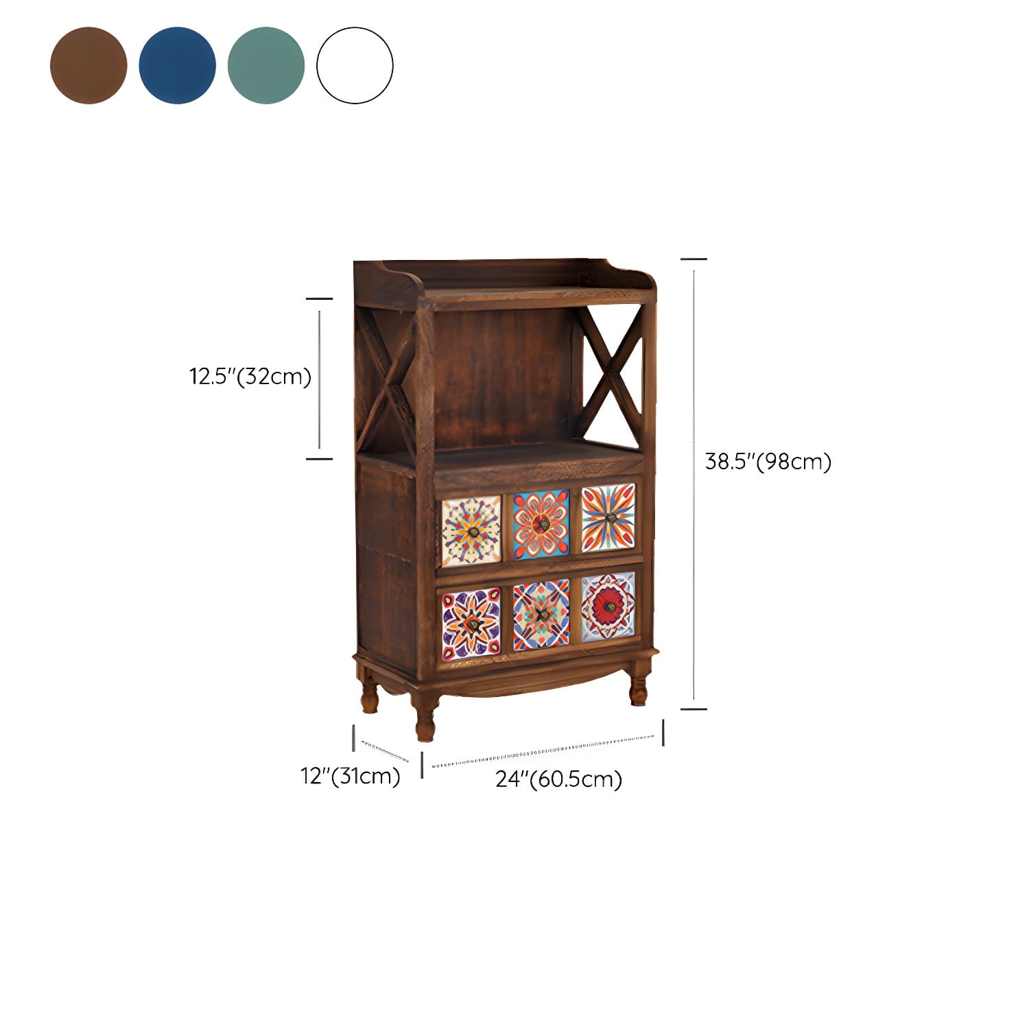 Rustic Farmhouse Wood Server - Compact Sideboard with Drawers and Open Storage thumbnail 19