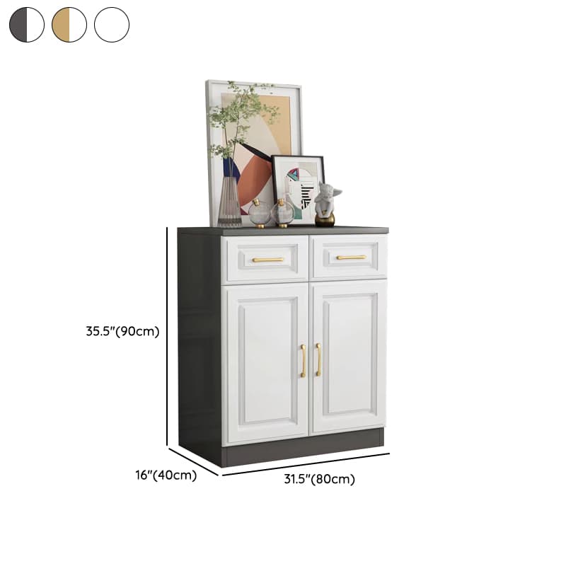 Detached Narrow/Standard Sideboard in Slab for Sitting Room with Pantry Hutch, 1 Shelf, 4 Doors/3 Doors/2 Doors and 4 Drawers/3 Drawers/2 Drawers in a Trendy Style thumbnail 12