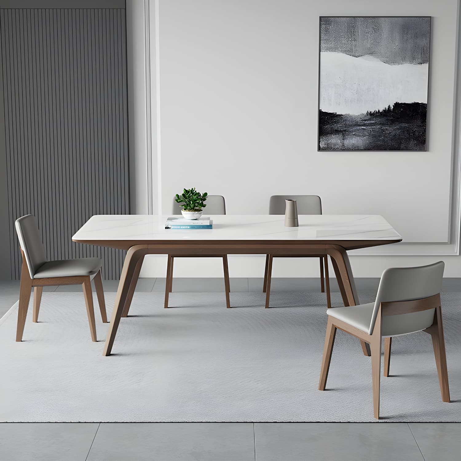Designer Style Sintered Stone Top Dining Set Rectangle 1/3/4/5/7 Pieces Dining Table Set thumbnail 3