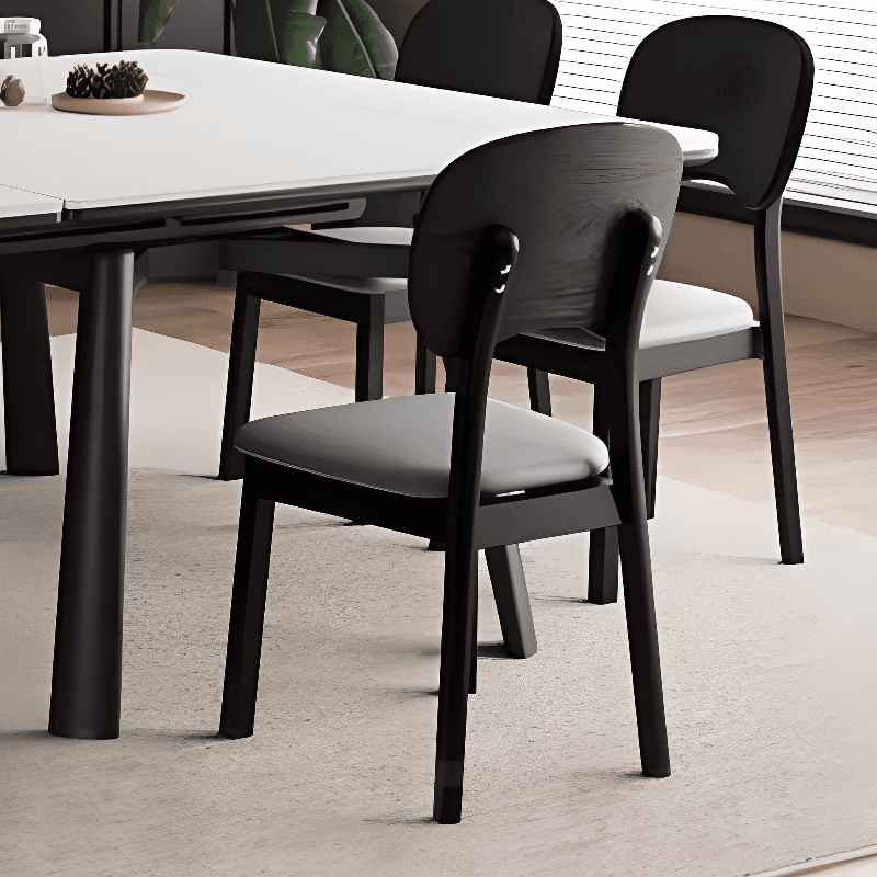 Rectangular Slate Stone Dining Table Set with 4 Legs, Padded Chair with Back, 7 Piece Set in White thumbnail 2