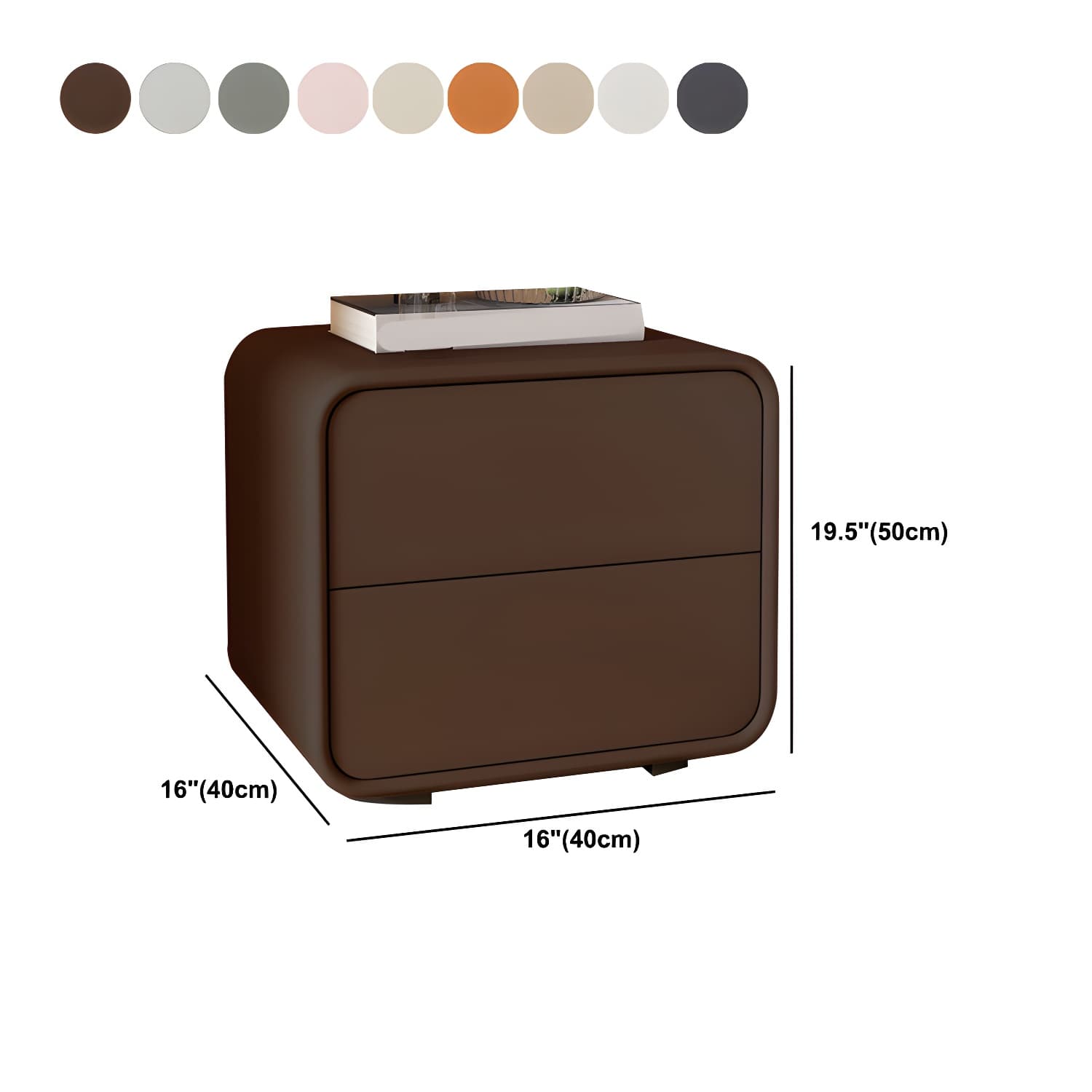 Contemporary Style 2 Drawer Night Table Solid Wood Frame Leather Nightstand thumbnail 16
