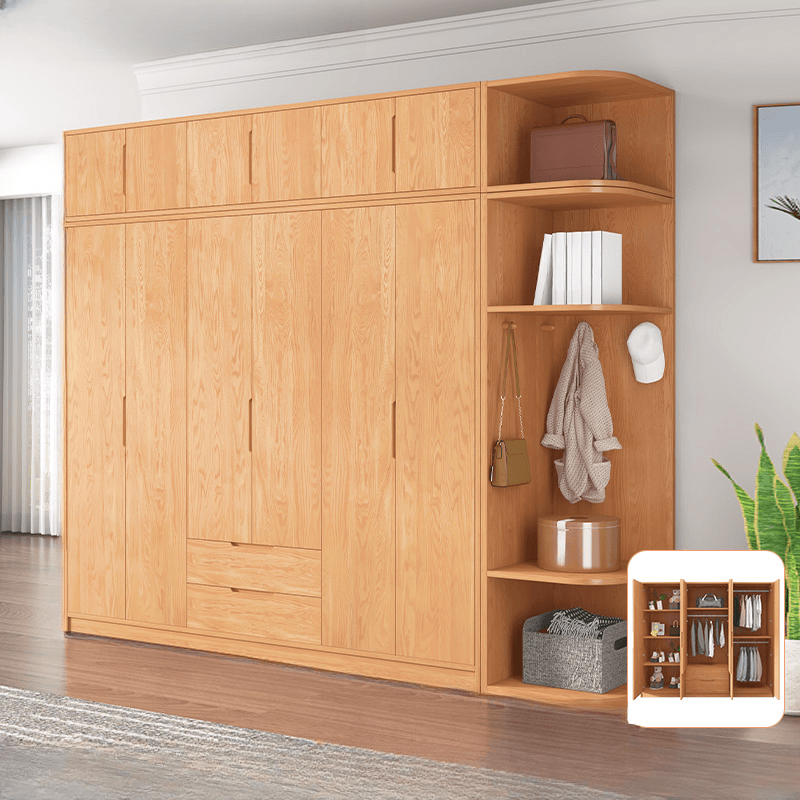 Wood Color Nordic Unfixed Wardrobe Closet thumbnail 16
