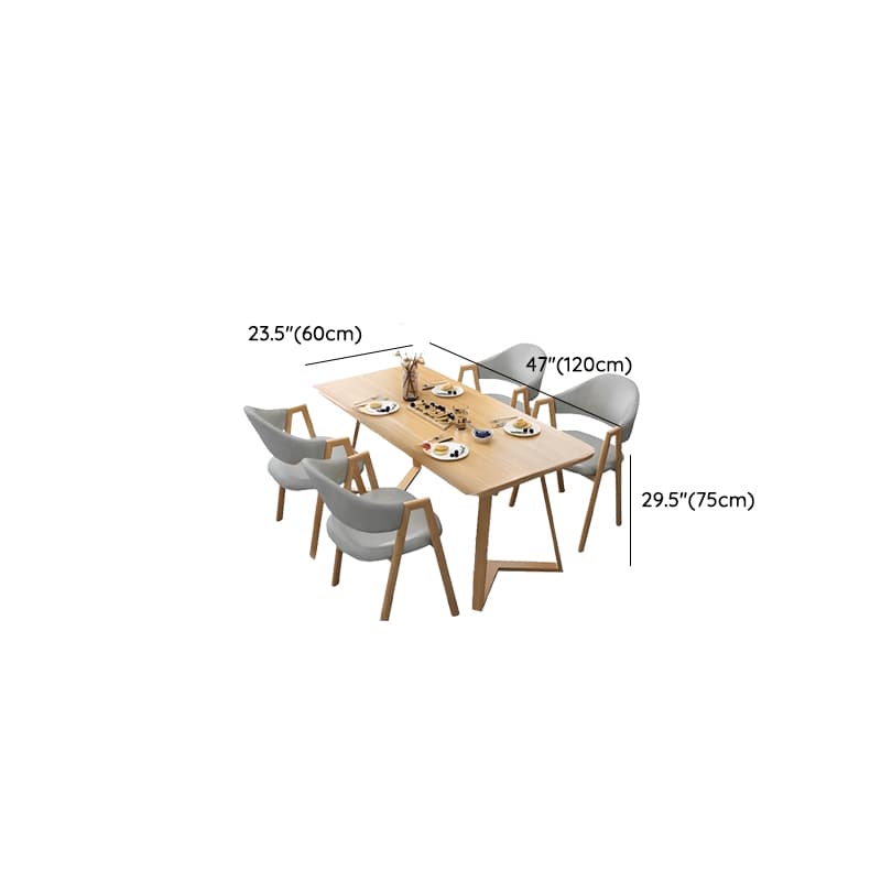 Dining Table Set with Sleighing Base and Fixed Table, Featuring Padded Chair with Back and Armrest, 5-piece Unfinished thumbnail 14