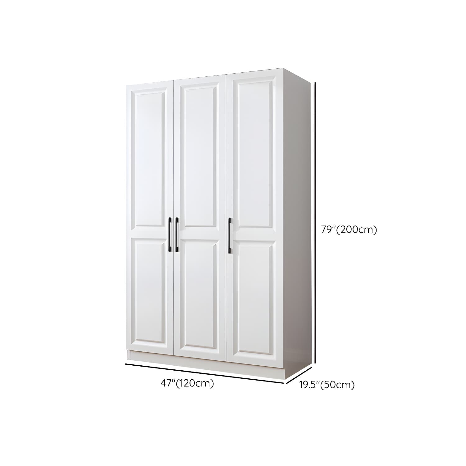 Modern White Wood Wardrobe Armoire with Shelves & Clothing Rod - Spacious and Stylish thumbnail 14