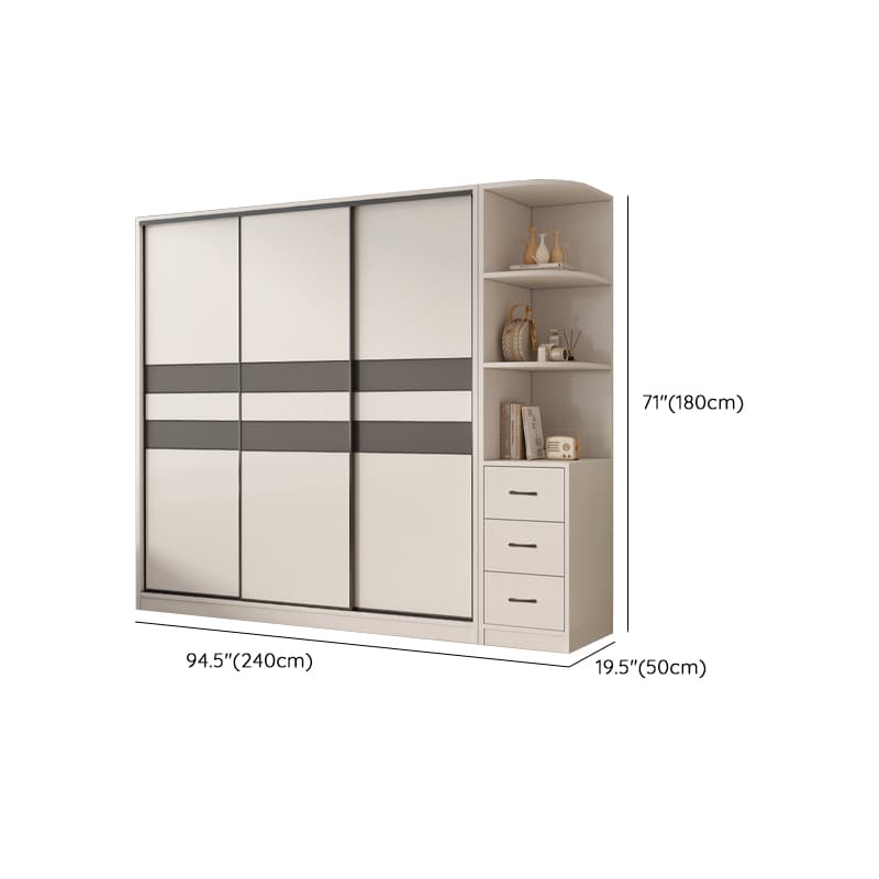 Chalk Nordic Timber Wardrobe with 3 Drawers, Self-supporting Design, Soft Close Door, and Clothing Rod thumbnail 30
