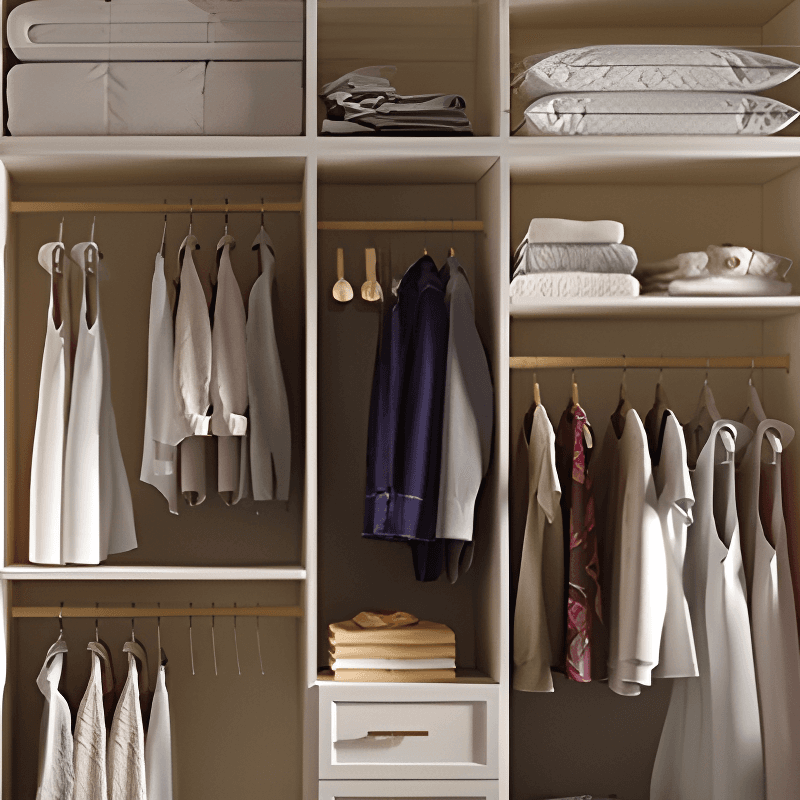 Chalk Simple Lumber Independent Wardrobe Closet with Soft Close Drawer, Interior Shelves, and Clothing Rod thumbnail 3