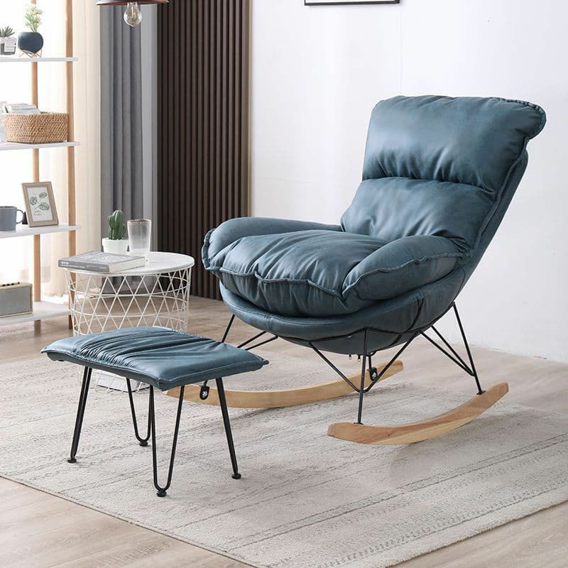 Stationary Rocker for Nursery Natural Wood Finish with Ottoman and Rear thumbnail 15