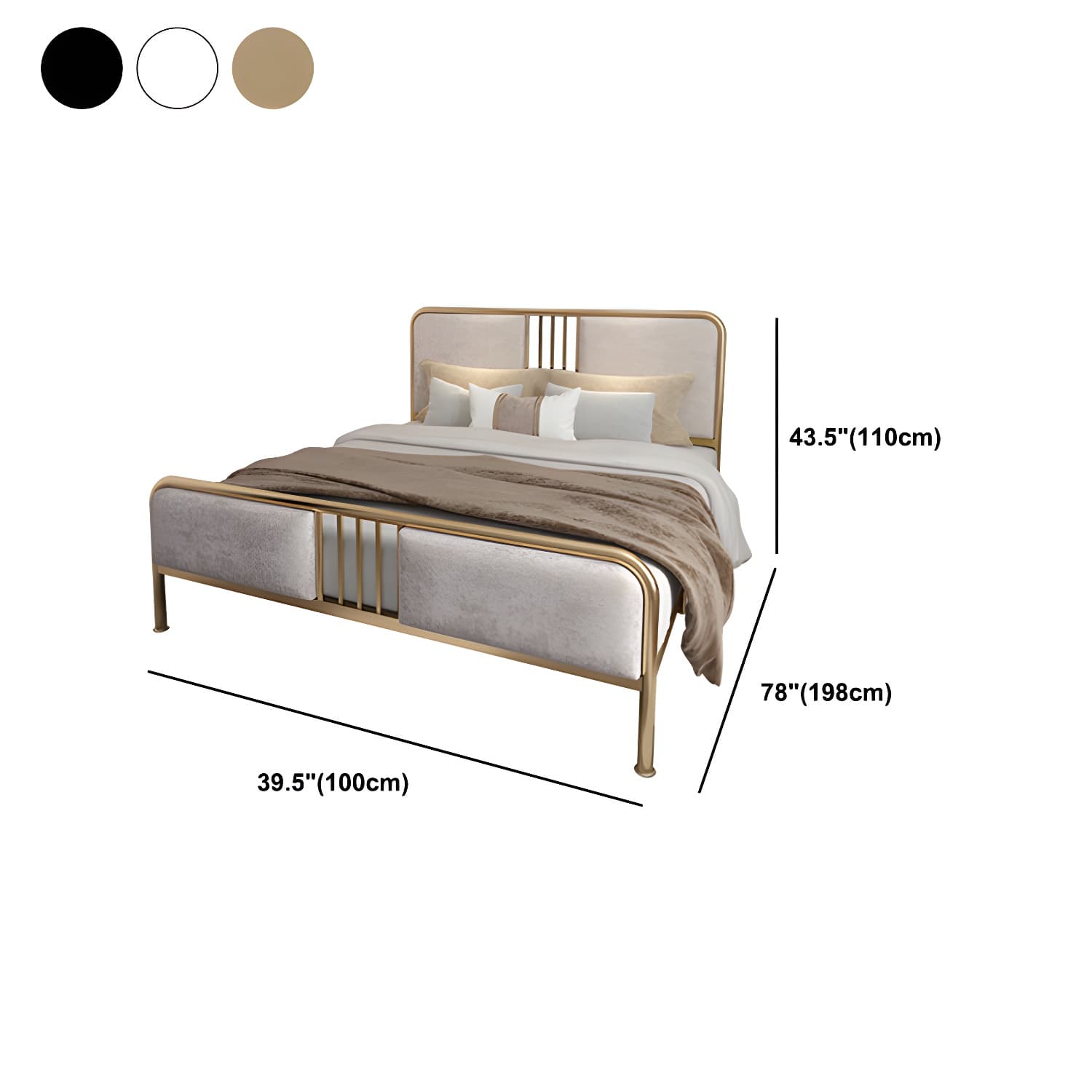 Glam Metallic Open-Frame Bed with Fabric Upholstered Headboard thumbnail 11