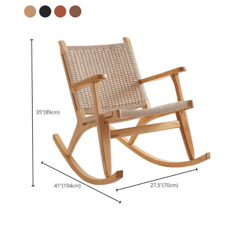 Asian Style Wicker Front Porch Rocking Chairs with Track Arm thumbnail 18