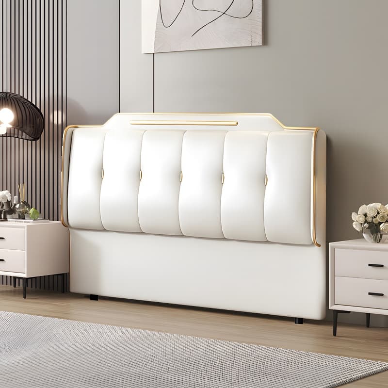Simplistic Wingback Headboard with Camelback Shape for Queen Bed, Piled Tufted, Standard Height, Sponge Upholstery Fill, No Distressing thumbnail 2