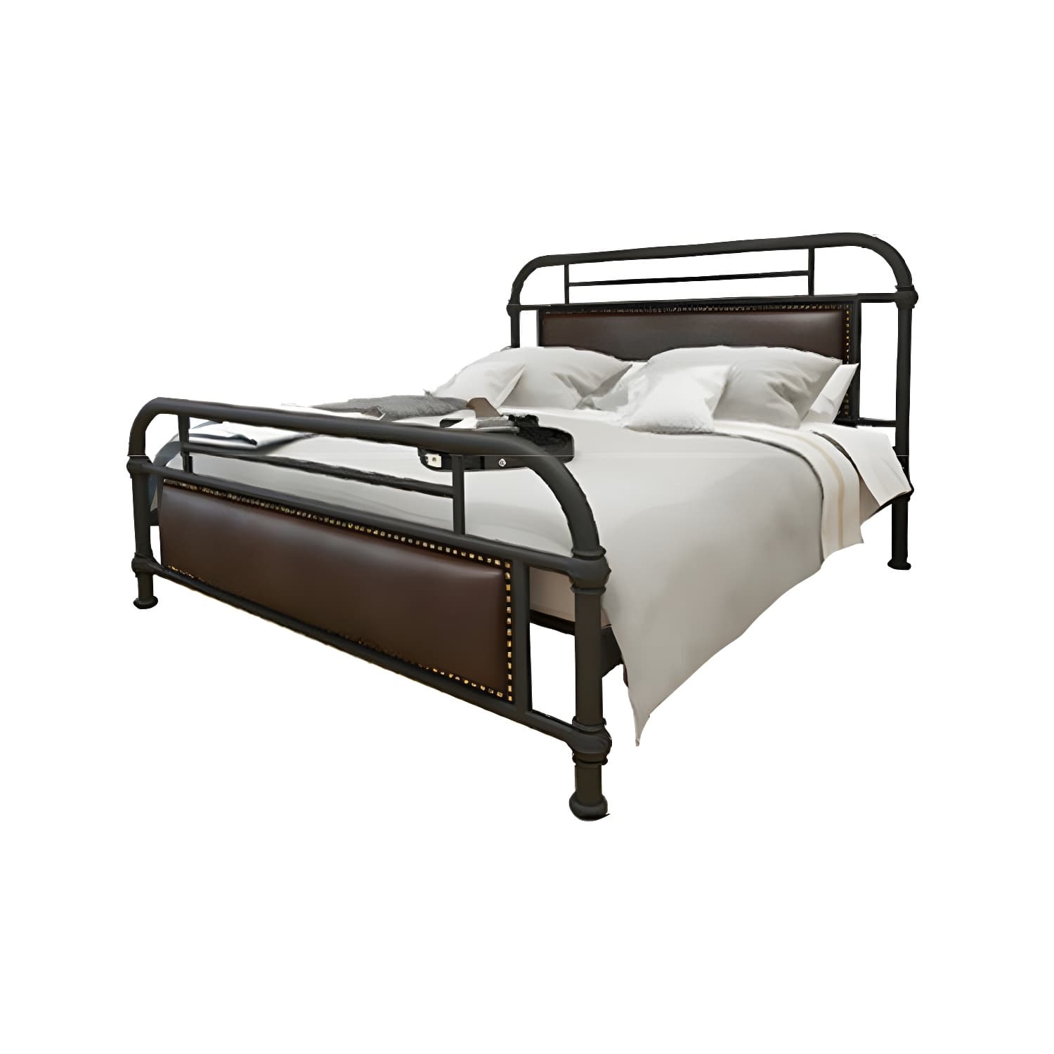 Industrial Nailhead Upholstered Bed Frame Metal 43.3" Tall Bed thumbnail 6