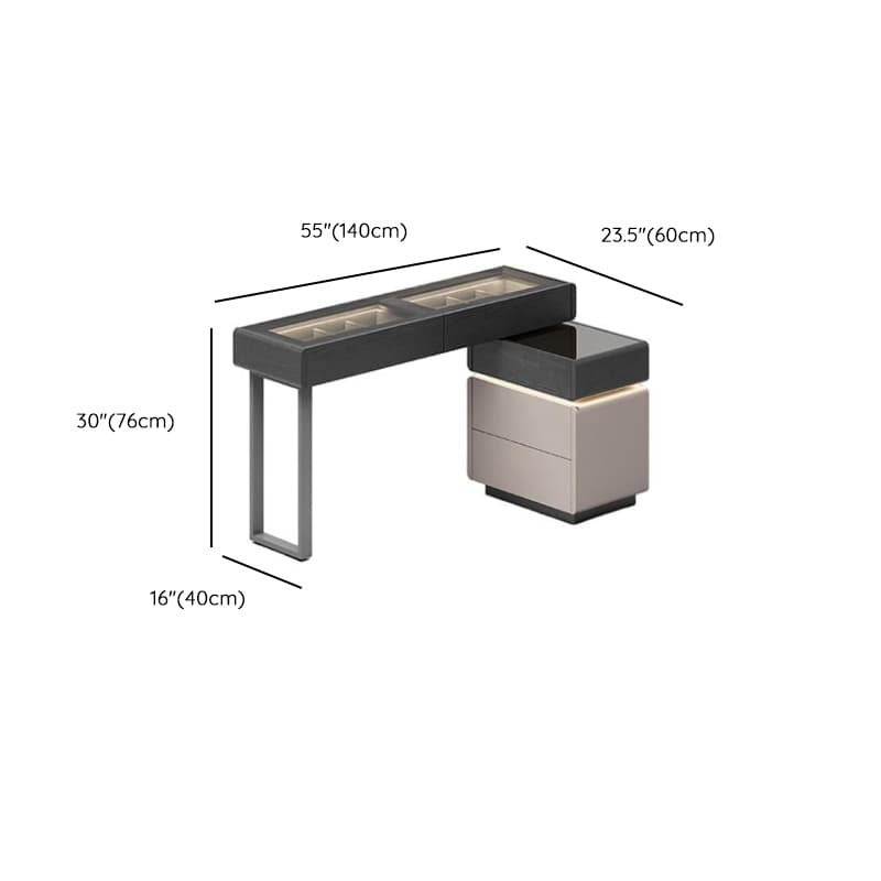 Multi-Purpose Tan Vanity Set with Lighting, Scalable 2-in-1 Adjustable Touch and Brightness thumbnail 12