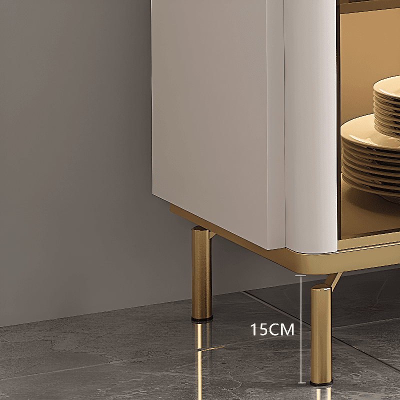 Floor Server/Buffet Table in Slab for Living Room with Glass Doors and Slate Countertop in a Luxurious Style thumbnail 6