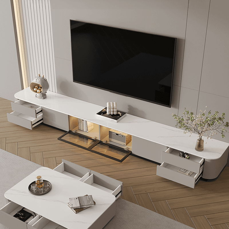 Rectangle Parlor TV Stand with Light and Gate Door thumbnail 3