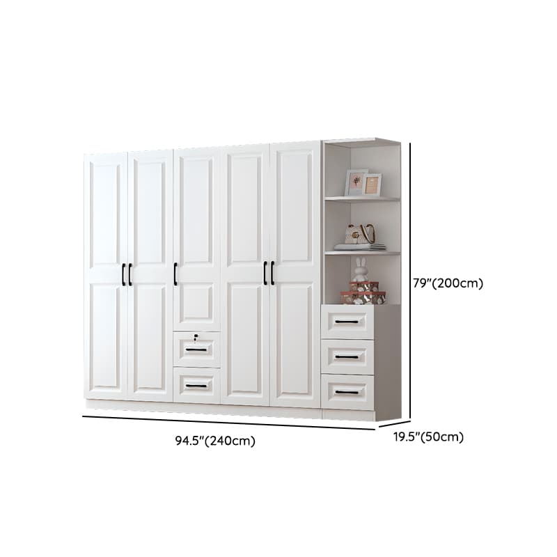 Sleek White Nordic Wooden Detached Almirah with Soft Close Drawers, Doors, and Clothing Rod thumbnail 29