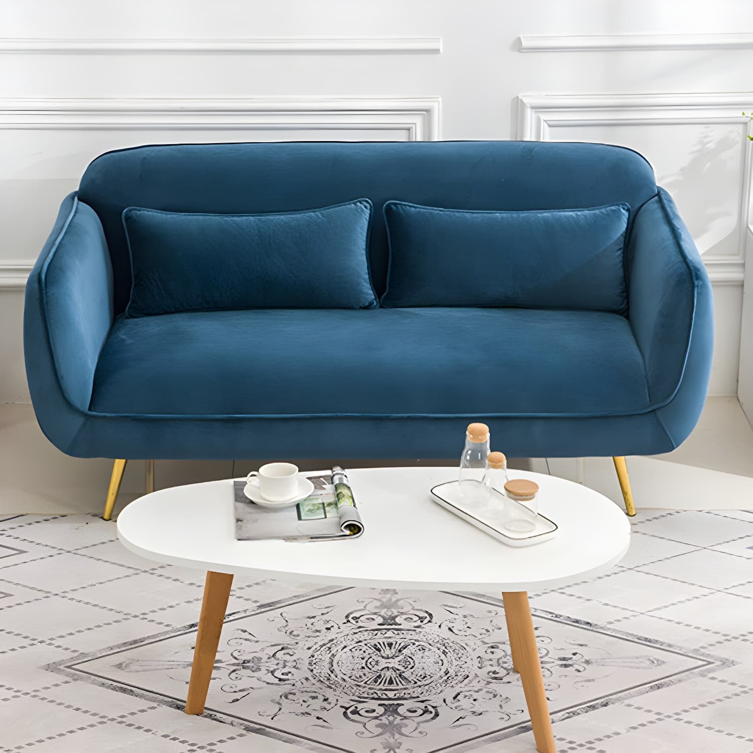 Glam Tight Back Loveseat with Flared Arm and Extra Pillows for Home and Apartment thumbnail 30