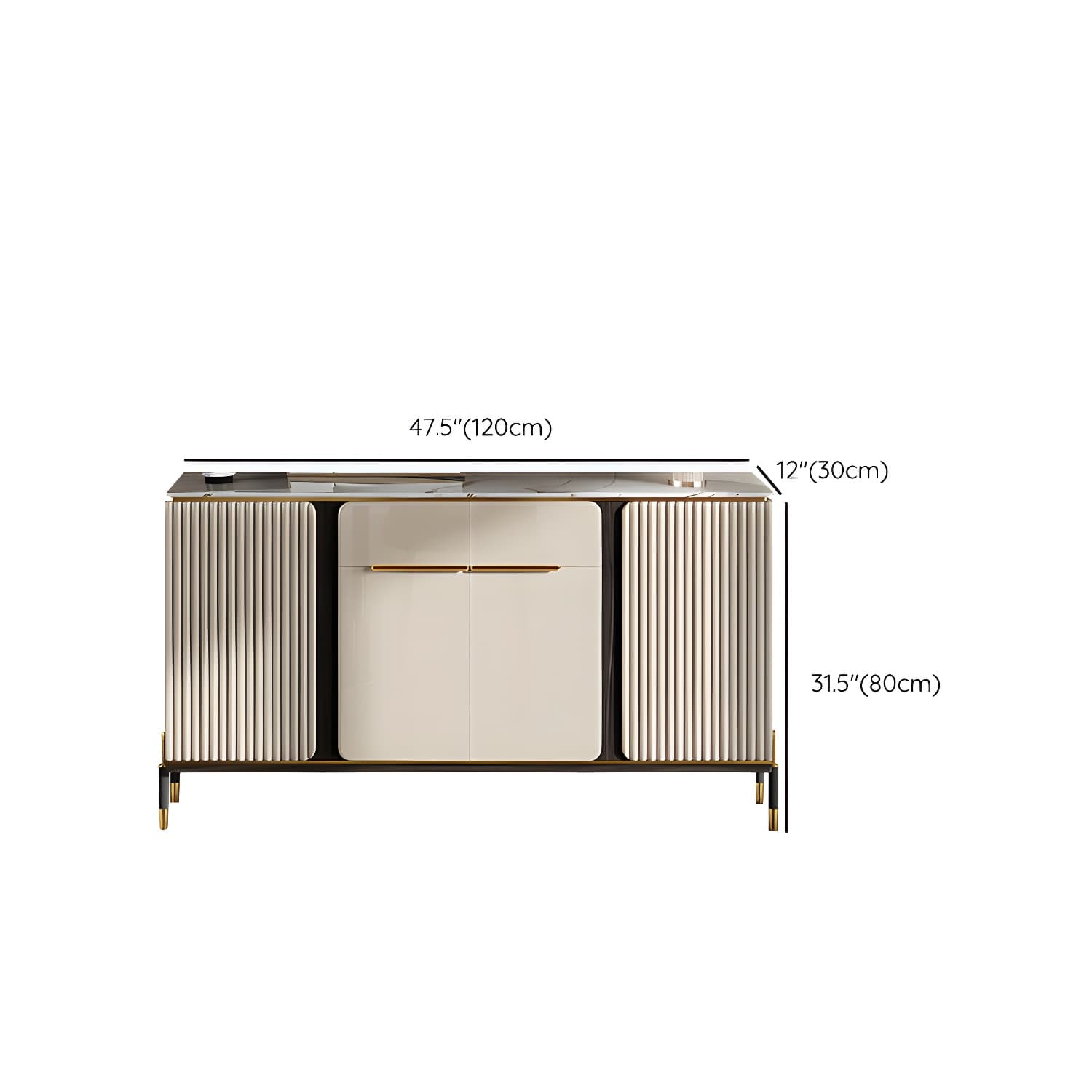 Stone Buffet Sideboard Glam Adjustable Shelves Buffet Credenza with Drawers and Cabinets thumbnail 12
