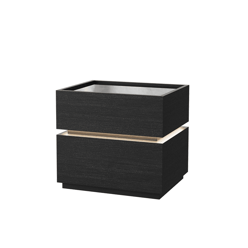 Organic Modern Nightstand With Drawer Organization with Glass Countertop and Illuminating Lighting thumbnail 1
