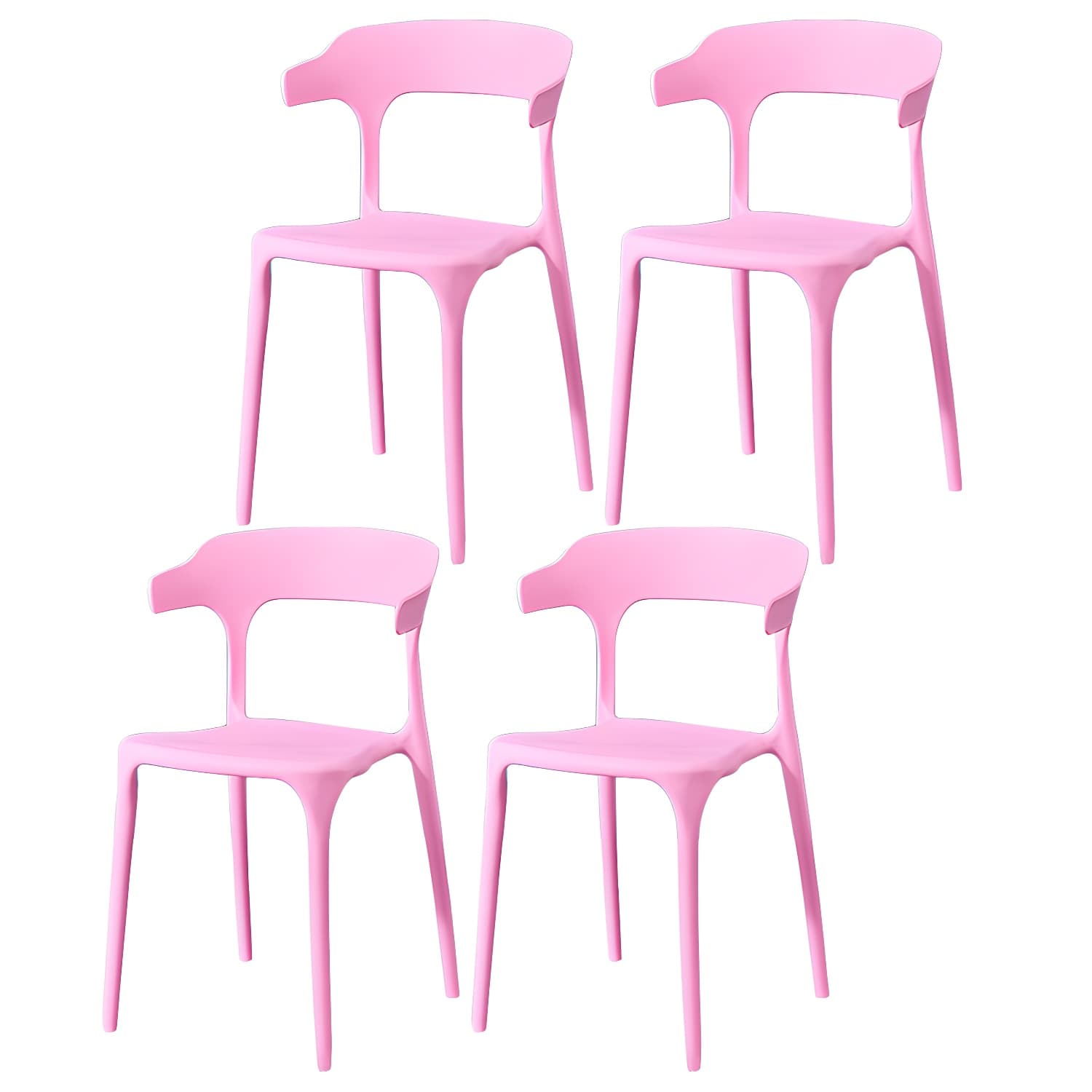 Glam Plastic Side Chair Matte Finish Open Back Dining Chair for Dinning Room thumbnail 10