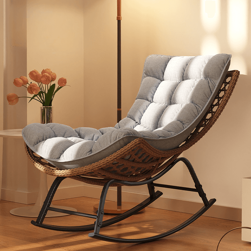 2 Piece Set/1 Piece Set Cushioned Rocking Chair with Ottoman in Resin with Rear in a Modern Simple Style thumbnail 10