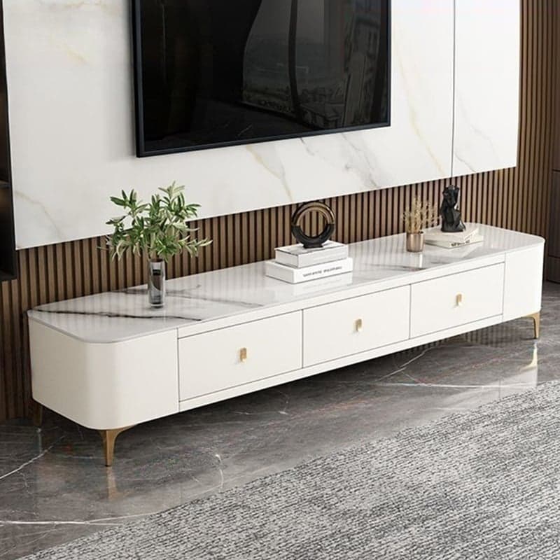 Luxurious Rectangular Glass TV Stand with Storage Drawers, 11.8"W x 15.4"H thumbnail 2