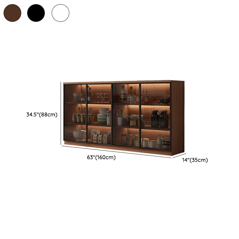 Trendy Sideboard with Cupboard, Narrow/Standard Size, Three Internal Shelves, Composite Wood Countertop, and Glass-panel Door thumbnail 14
