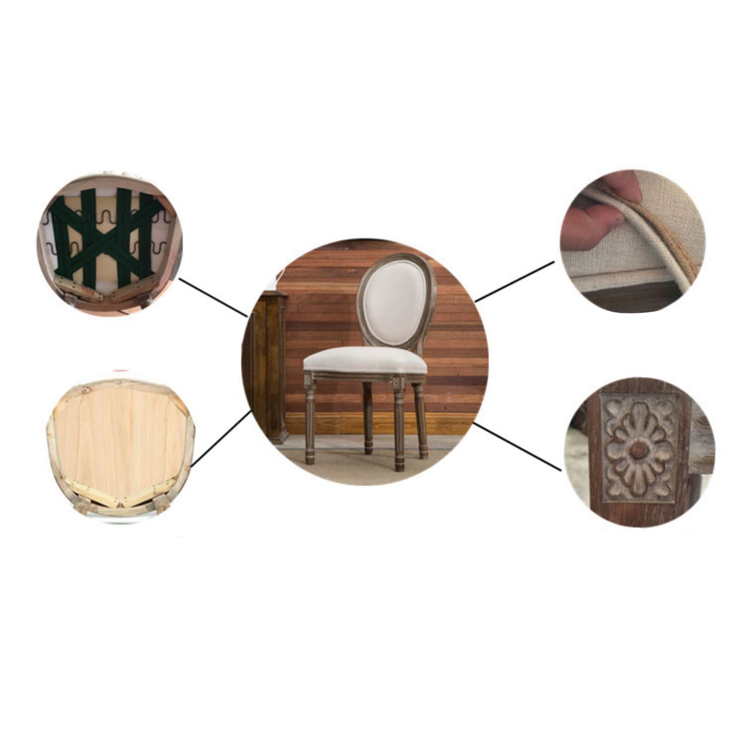 Farmhouse Dining Chair with Wood Legs King Louis Back Side Chair for Home Use thumbnail 13