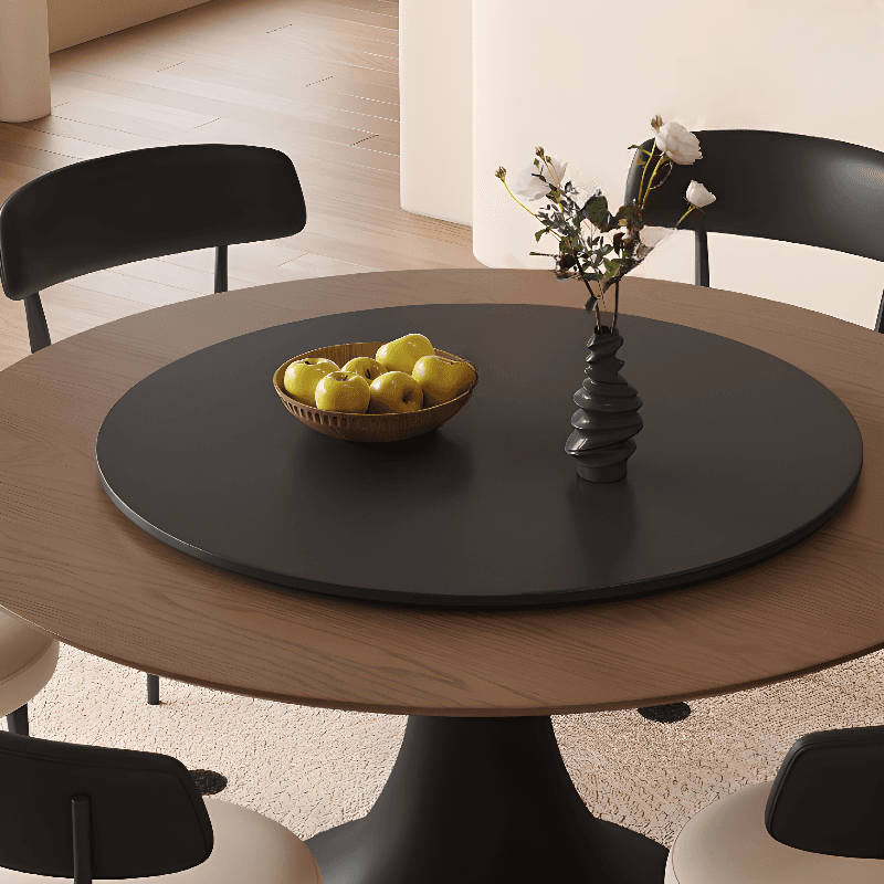 Circular Slate Dining Table Set with Stump Base, Back Seats for 6 or 4, in Espresso thumbnail 2