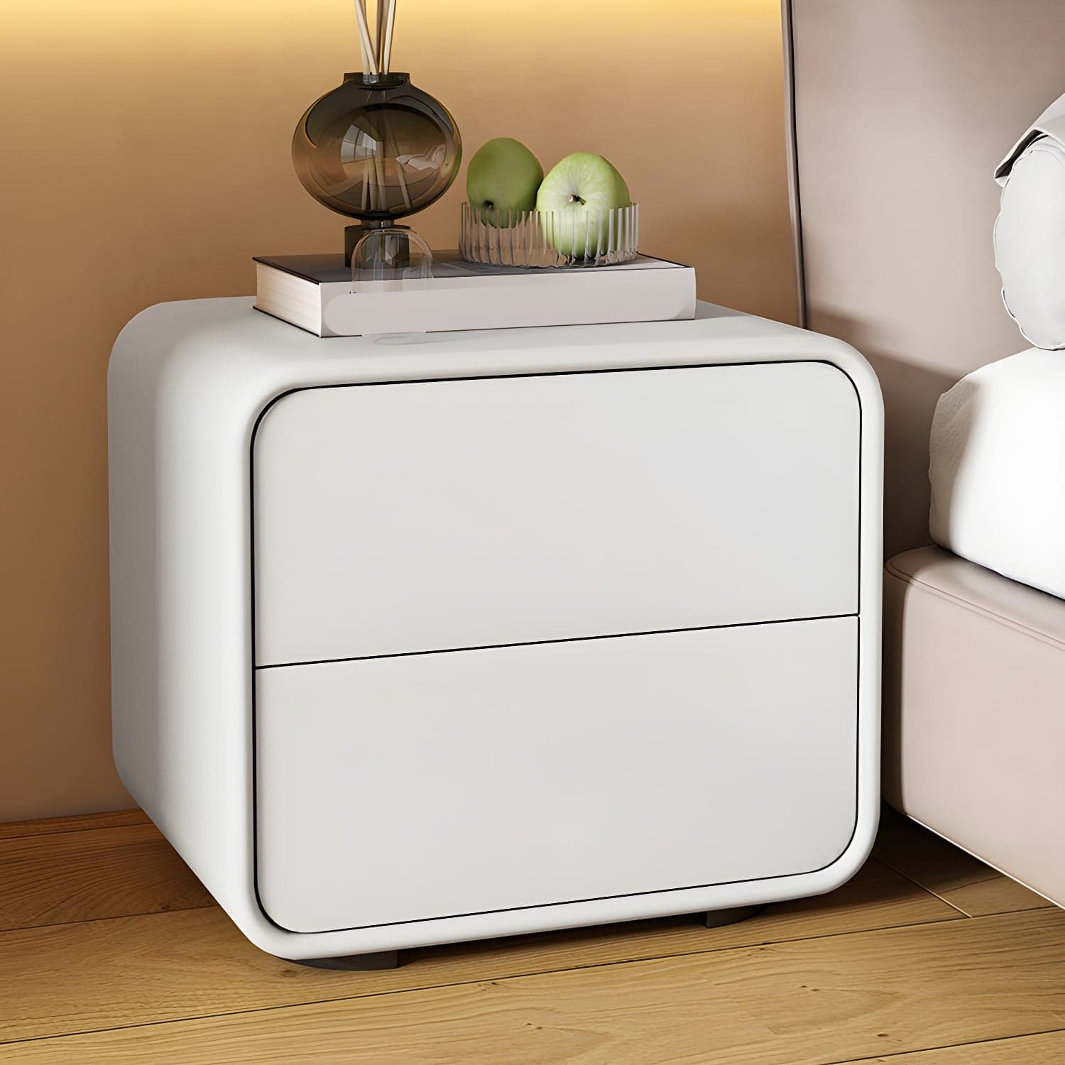 Contemporary Style 2 Drawer Night Table Solid Wood Frame Leather Nightstand thumbnail 9