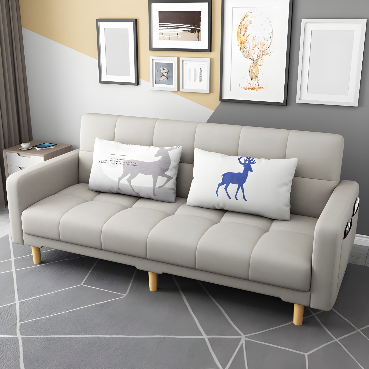 Square Arm Modern Storage Sofa with Biscuit Back Convertible Sofa for Living Room thumbnail 7