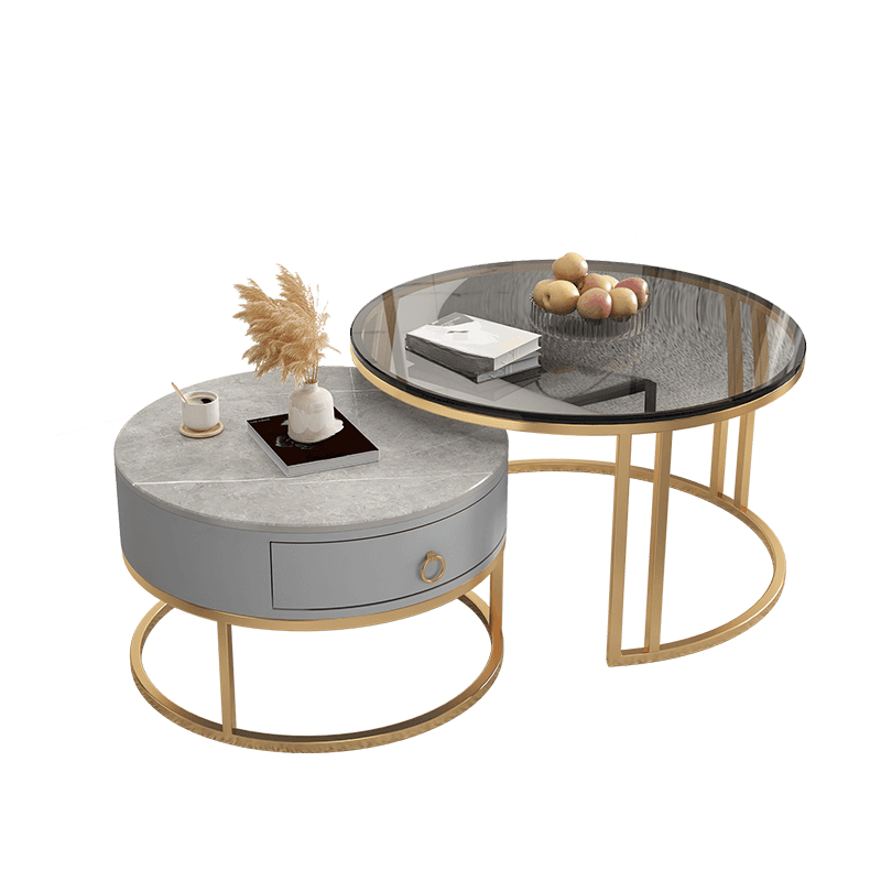 Nested Coffee Table with Rounded Top and Structured Base for Foyer Use thumbnail 6