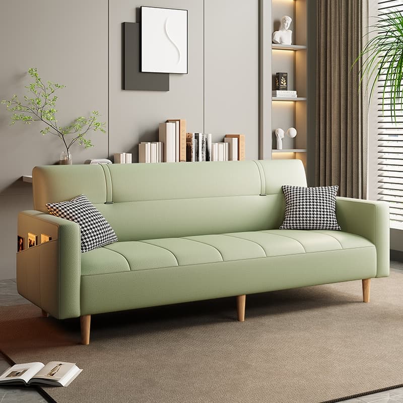 Synthetic Leather Convertible Sofa in Grey/Light Blue/Light Green with Arm thumbnail 3