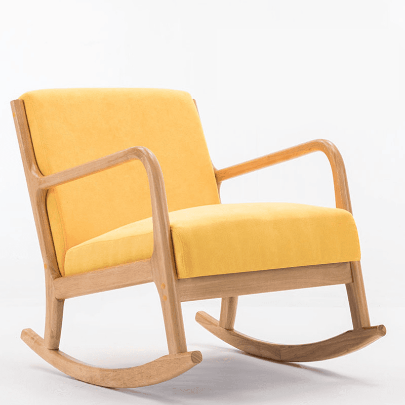 Modern Simple Style Wood Rocking Chair Couch with Cushioned Upholstery & Track Arm thumbnail 6