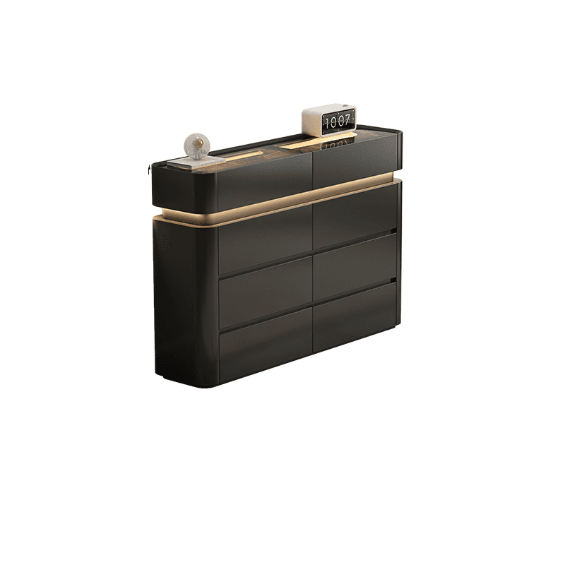 Minimalist Horizontal Console Dresser Illumination Light Timber 8 Drawers
