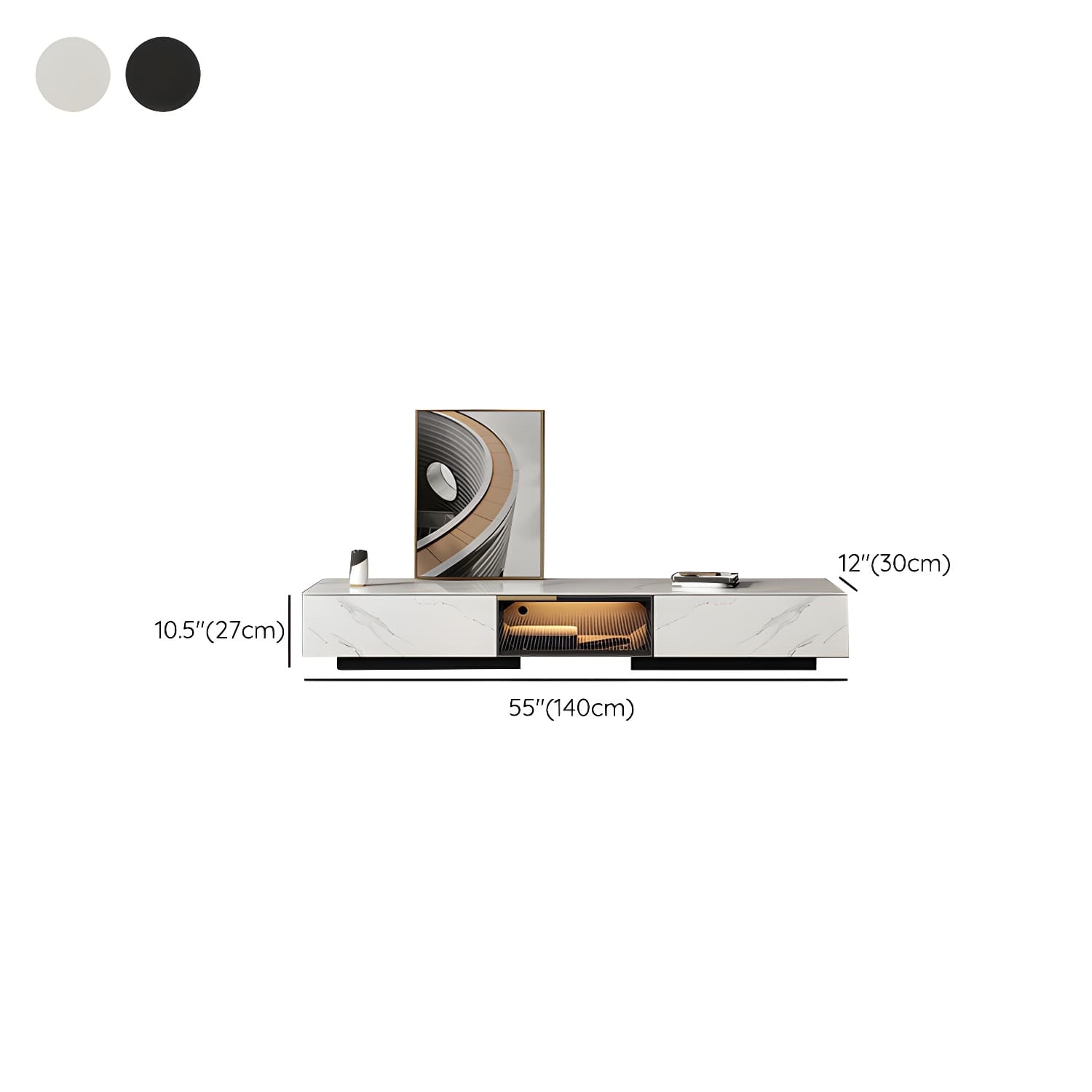 Stone TV Stand Console Contemporary Media Console with Drawers thumbnail 12