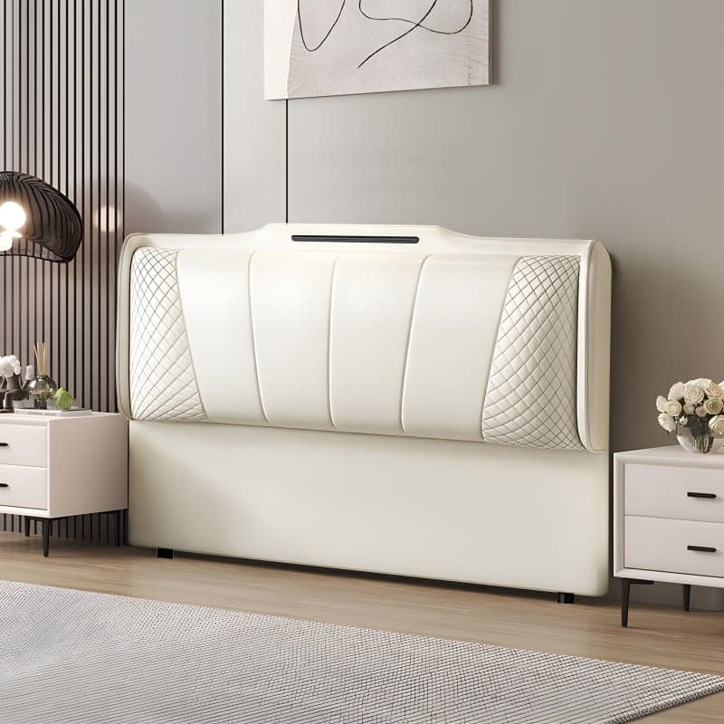 Simplistic Style Queen Wingback Headboard with Camelback Shape in Pine Wood, No Distressing, Featuring Sponge Upholstery and Standard Height thumbnail 1