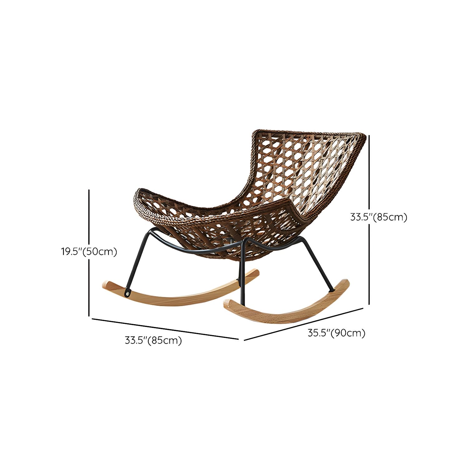 Elegant Walnut Wood Rocking Chair for Modern Living - Upholstered Seating and Stylish Track Arms thumbnail 15