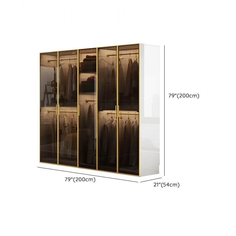 White Trendy Reclaimed Wood Almirah with Soft Close Drawer, Interior Shelves, and Hanging Rod thumbnail 17