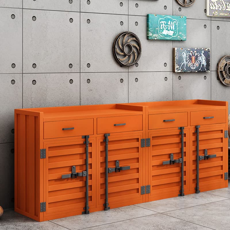Metal Industrial Sideboard Credenza with Cabinet, Drawers, and Shelves - 40cm Width, 90cm Height thumbnail 4