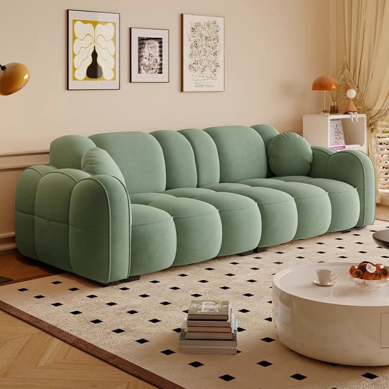 Minimalist Solid Color Standard Sofa Stain Resistant/Water Resistant Dove Grey/Auburn/Amber Color with 2 Pillows & Arm for 4-seater/Seats 3 thumbnail 3
