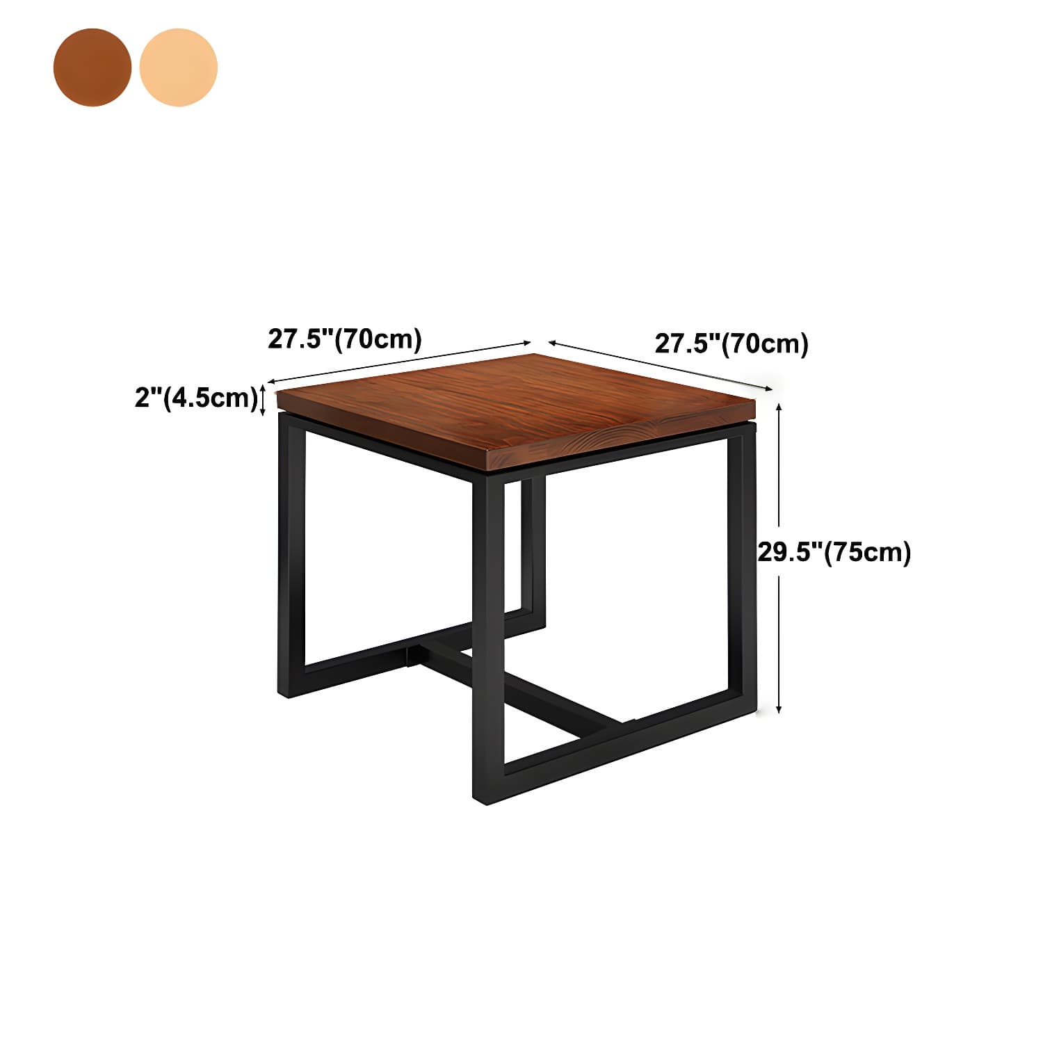 Solid Wood Top Dining Table Industrial Square Black Iron Trestle Base Table thumbnail 17