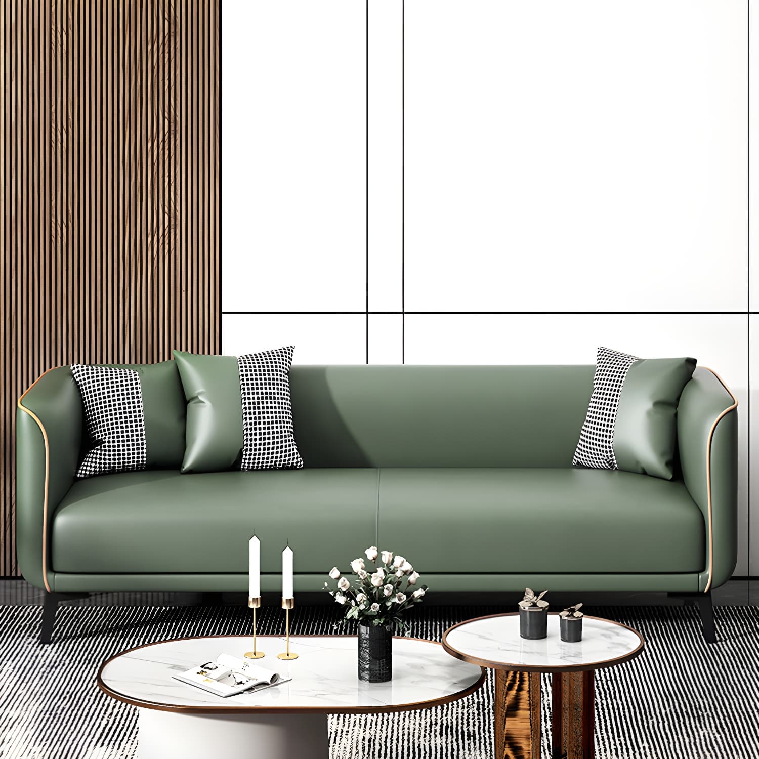 Modern Square Arm Standard Sofa Metal Legs Settee for Living Room thumbnail 11