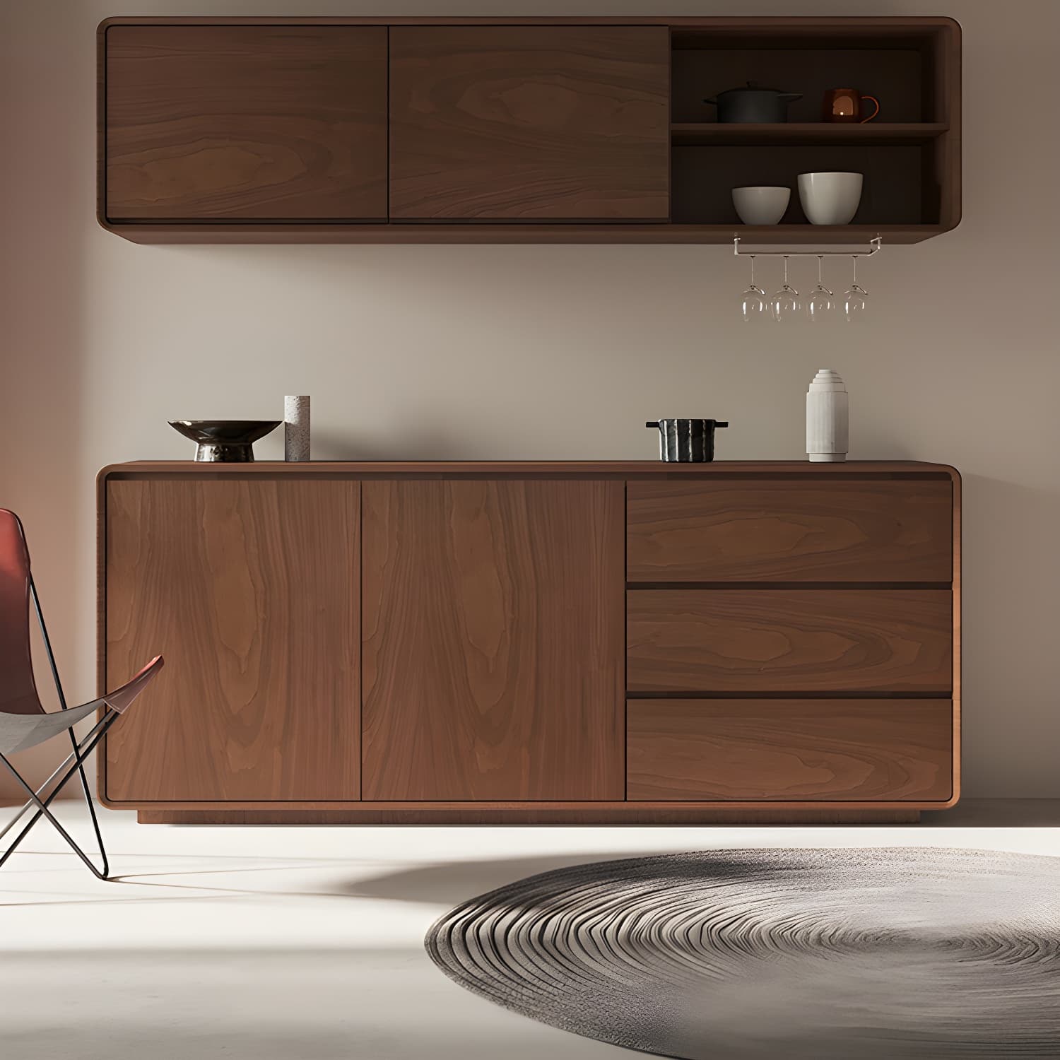 Wood Sideboard with 2 Doors and 3 Drawers, Overall Dimensions 40cmW x 80cmH thumbnail 7