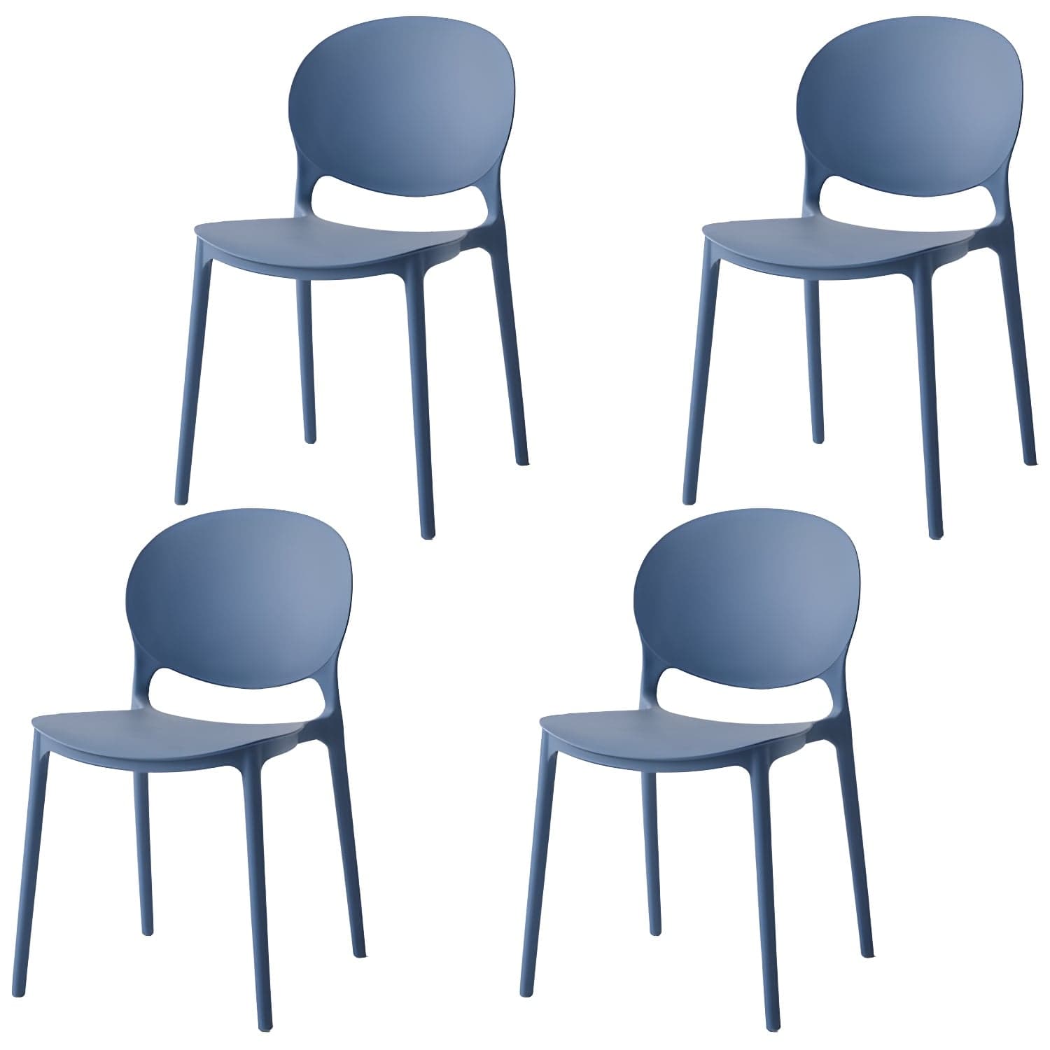 Modern Style Stackable Plastic Chair Open Back Dining Side Chair (Set of 4) thumbnail 5
