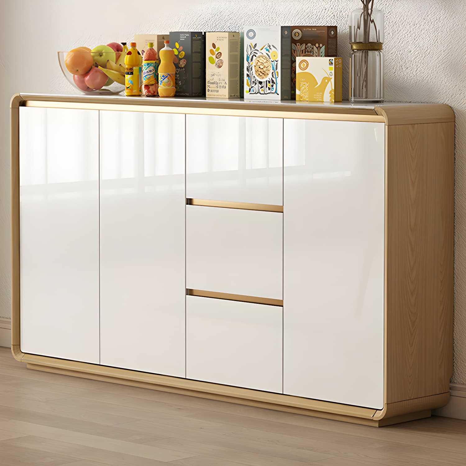 Contemporary Style Adjustable Shelving Wood Sideboard Cabinet with Cabinets and Drawers thumbnail 8
