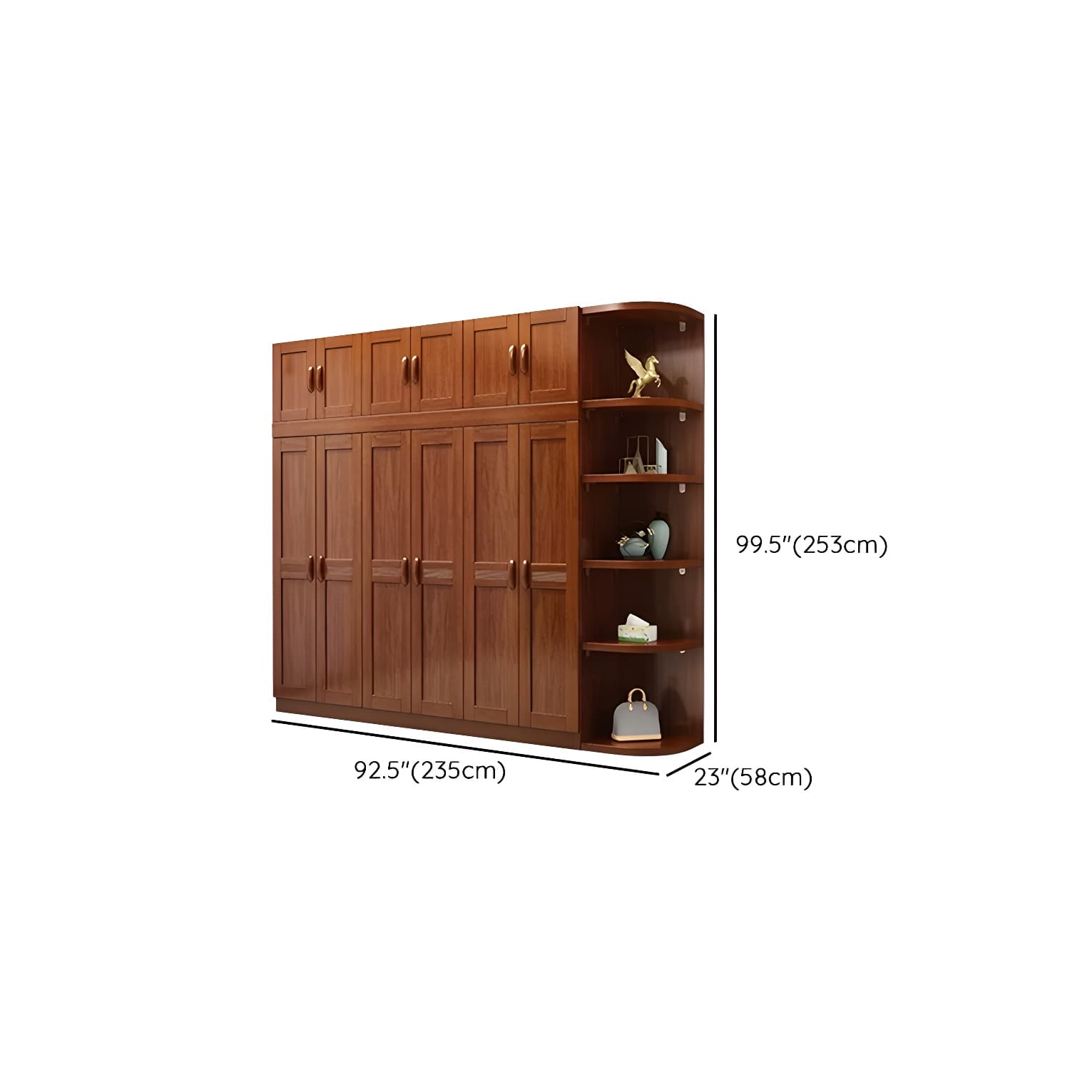 Wood Brown Rustic Wardrobe Armoire with Drawers & Shelves, Walnut Finish thumbnail 22