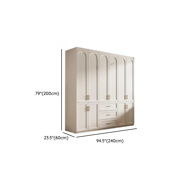 Chalk Modish Laminate Wardrobe Closet with Soft Close Drawer, Soft Close Door, Interior Shelves, and Clothing Rod thumbnail 14