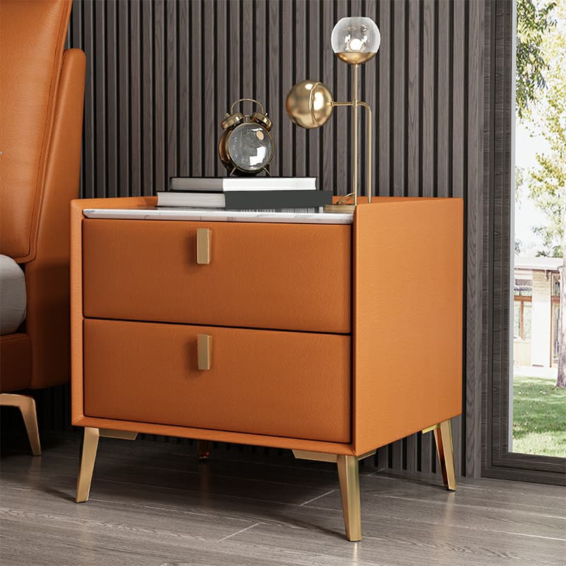 Contemporary 4 Legs Storage Drawer Nightstand with Black Handles for Bedroom thumbnail 20